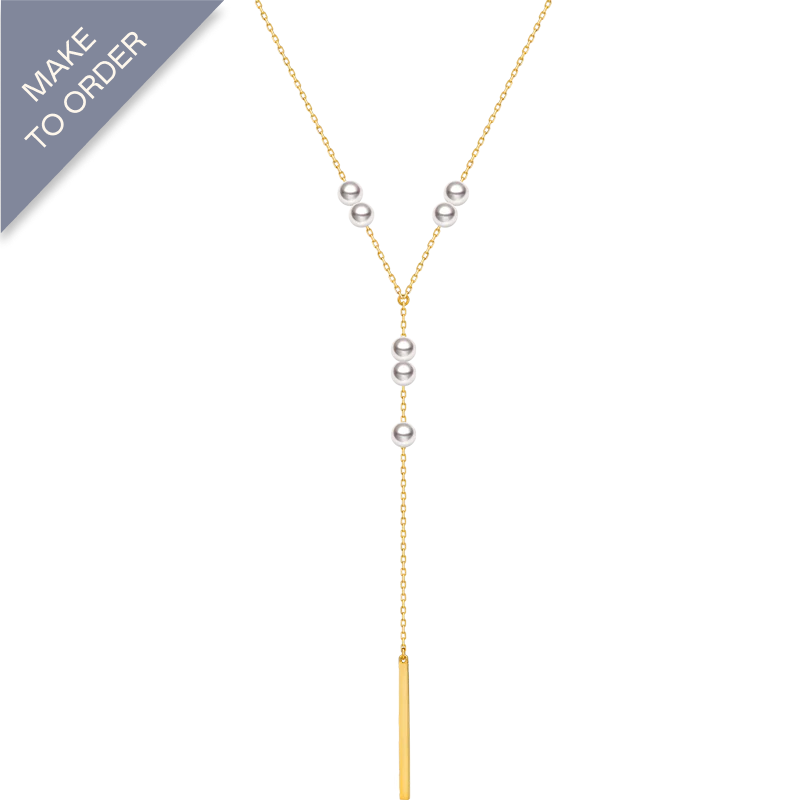 Akoya Pearl 18K Gold Y-shaped Drop Necklace