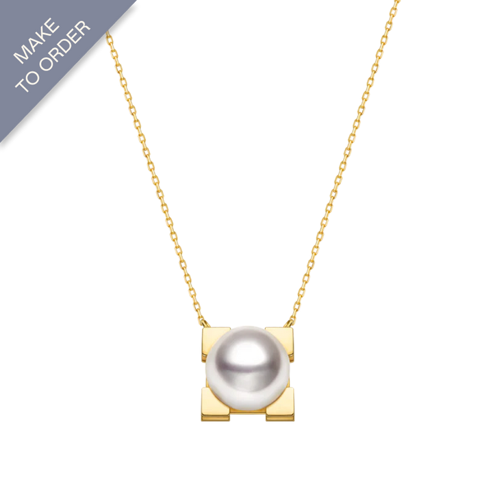 Akoya Saltwater Pearl 18K Gold Square Necklace