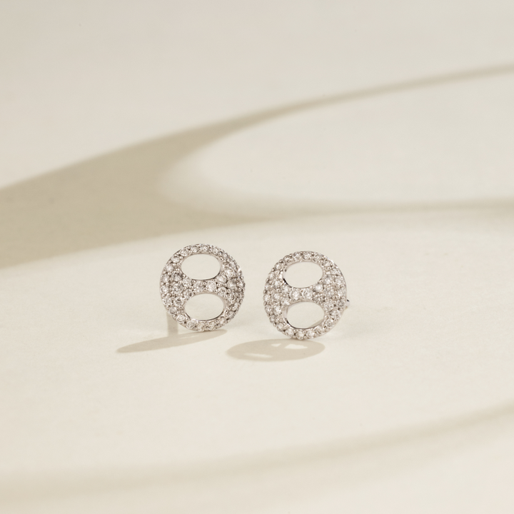 18K Gold Diamond Imprint H Stud Earrings