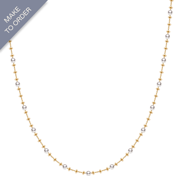 Akoya Pearl Necklace 18K Yellow Gold Chain Pattern