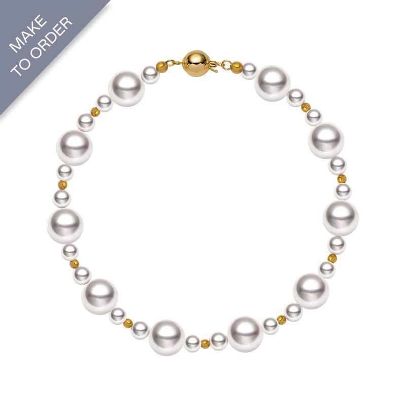 Akoya Saltwater Pearl 18K Gold Stylish Beaded Bracelet