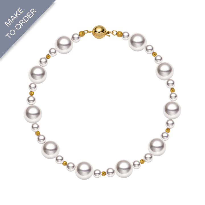 Akoya Saltwater Pearl 18K Gold Stylish Beaded Bracelet