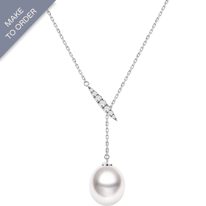 Teardrop-shaped South Sea Pearl 18K Gold Diamonds Haute Jewelry Leaf Necklace