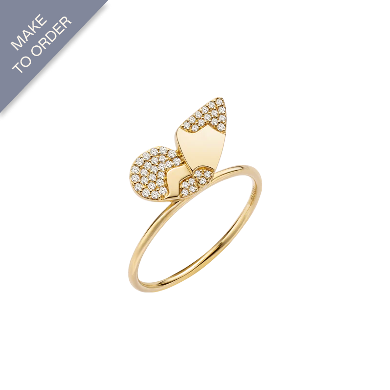 18K Gold Diamonds Butterfly Left Layer Ring