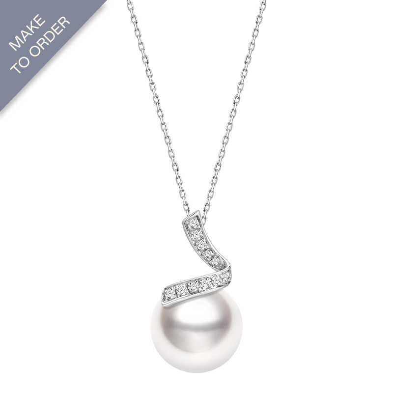 South Sea Pearl 18K White Gold Classic Wave Diamonds Necklace