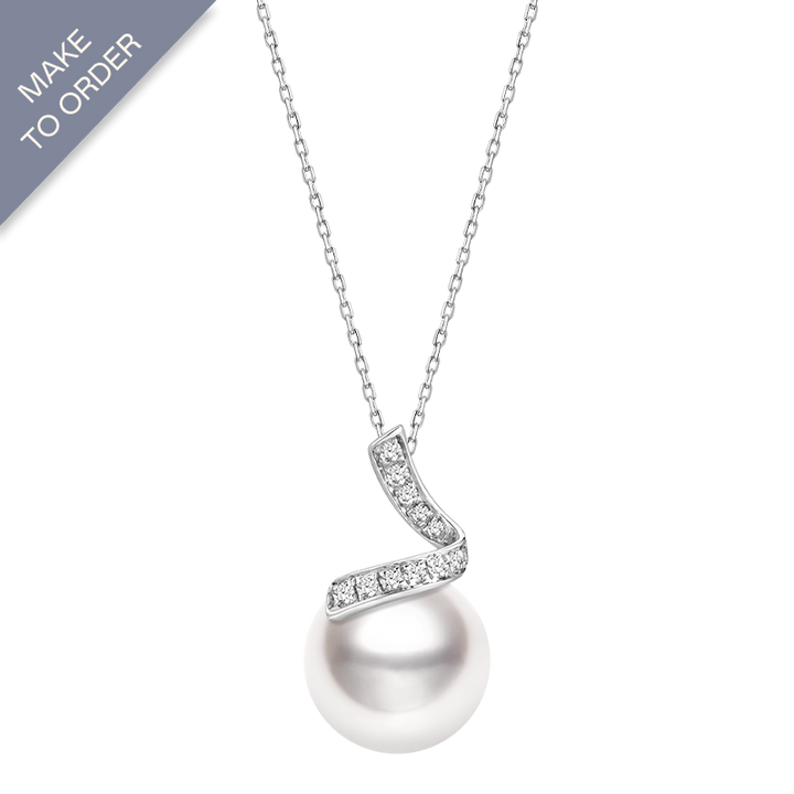 South Sea Pearl 18K White Gold Classic Wave Diamonds Necklace