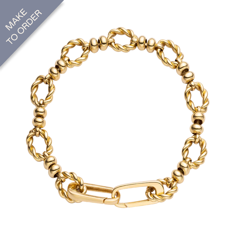 18K Yellow Gold Knotted Heavy Metal Bracelet