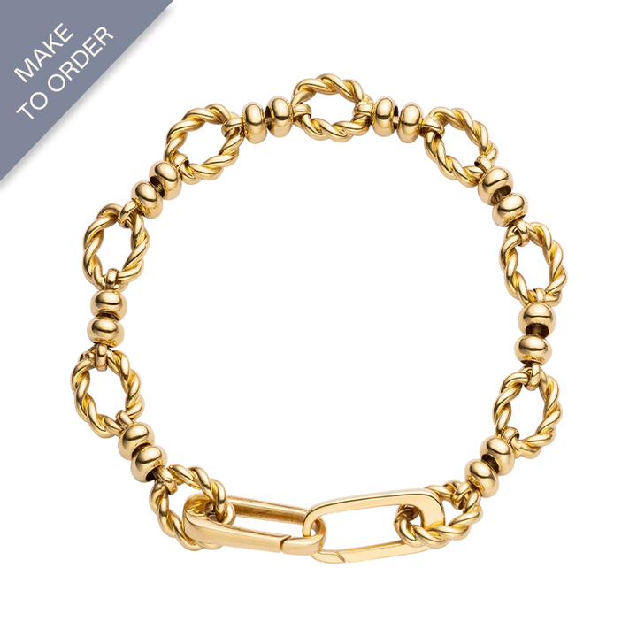 18K Yellow Gold Knotted Heavy Metal Bracelet