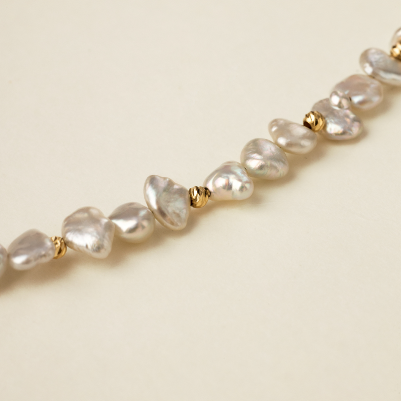 Akoya Keshi Saltwater Pearl 18K Gold Irregular Necklace