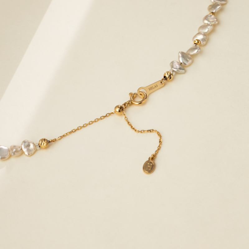 Akoya Keshi Saltwater Pearl 18K Gold Irregular Necklace