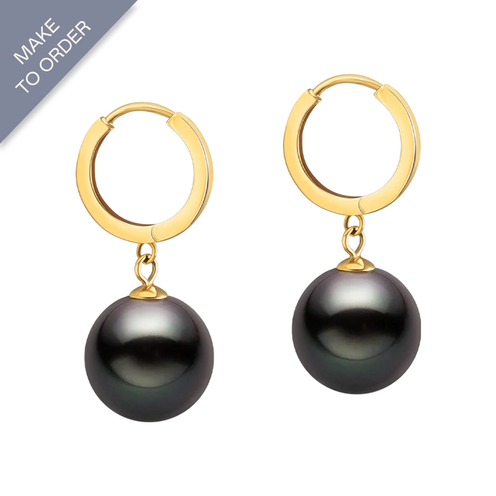 Tahitian Pearl 18K Gold Circle Earrings