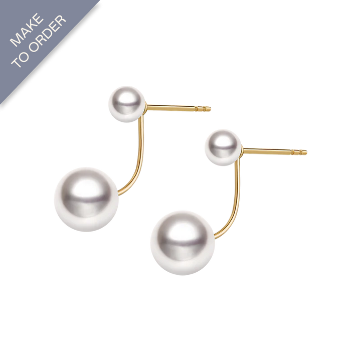 Akoya Pearl 18K Gold Dimple Ear Hanger Earrings
