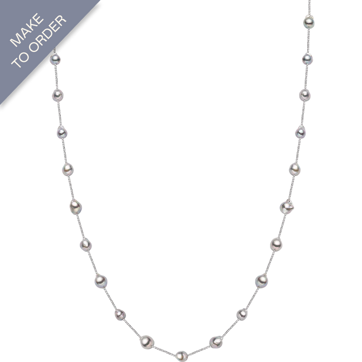 Akoya Baroque Pearl 18K White Gold Chain Necklace