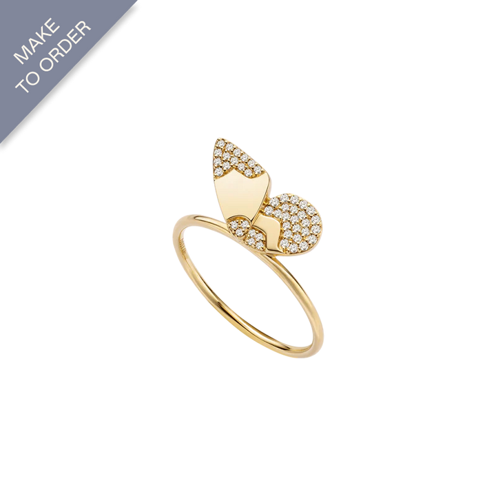 18K Gold Diamonds Butterfly Right Layer Ring