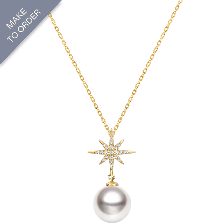Premier Akoya Pearl 18K Gold Diamond Star Necklace