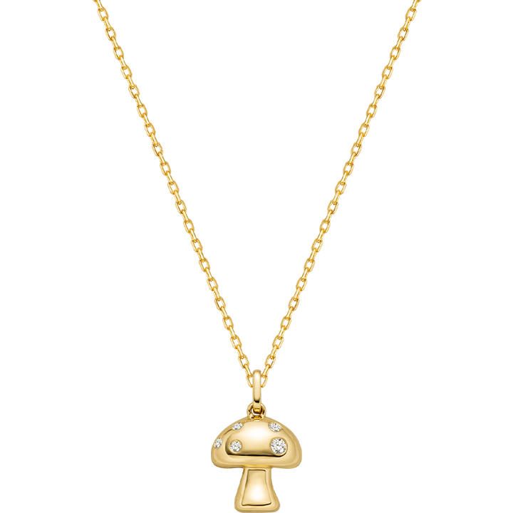 18K Gold Mushroom Diamond Necklace