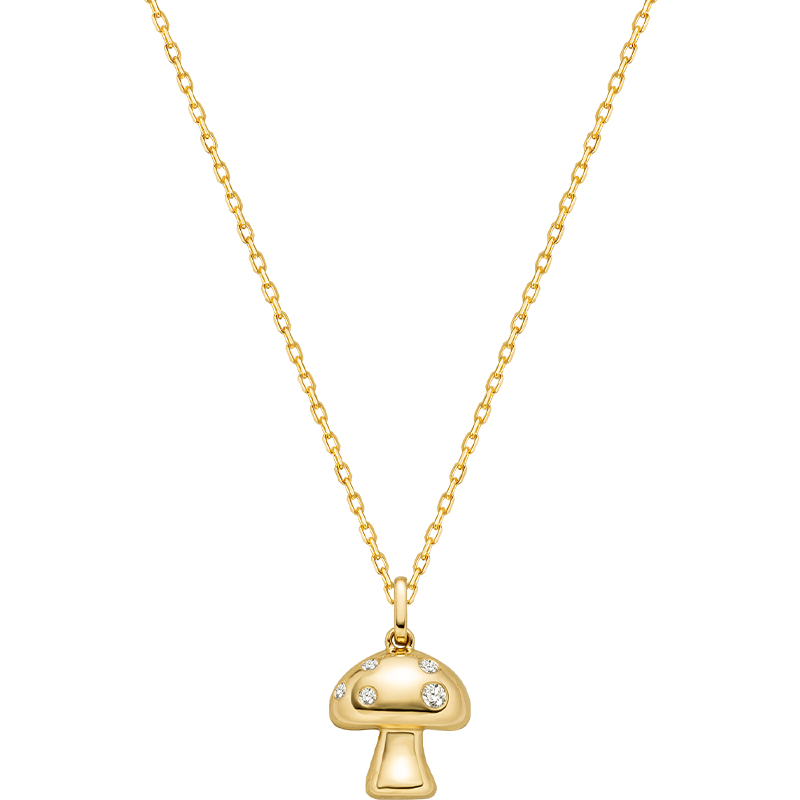 18K Gold Mushroom Diamond Necklace