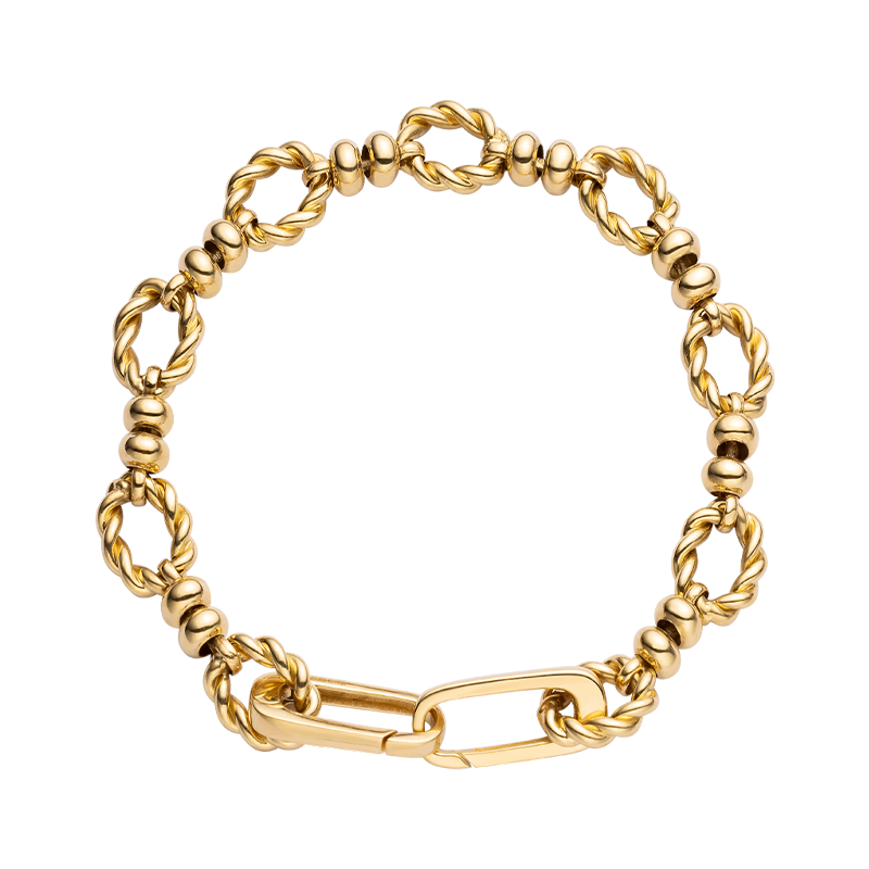 18K Yellow Gold Knotted Heavy Metal Bracelet