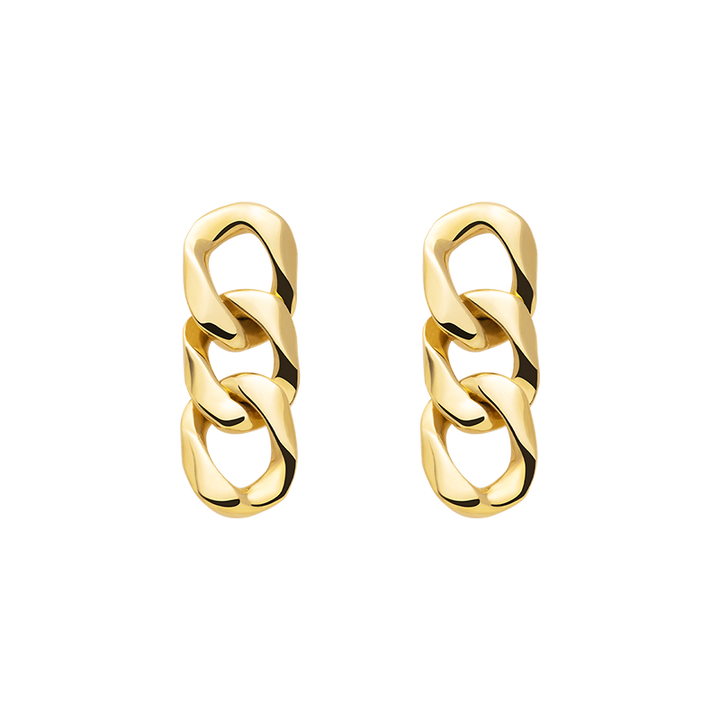 18K Gold Metal Texture Large Chain Earrings