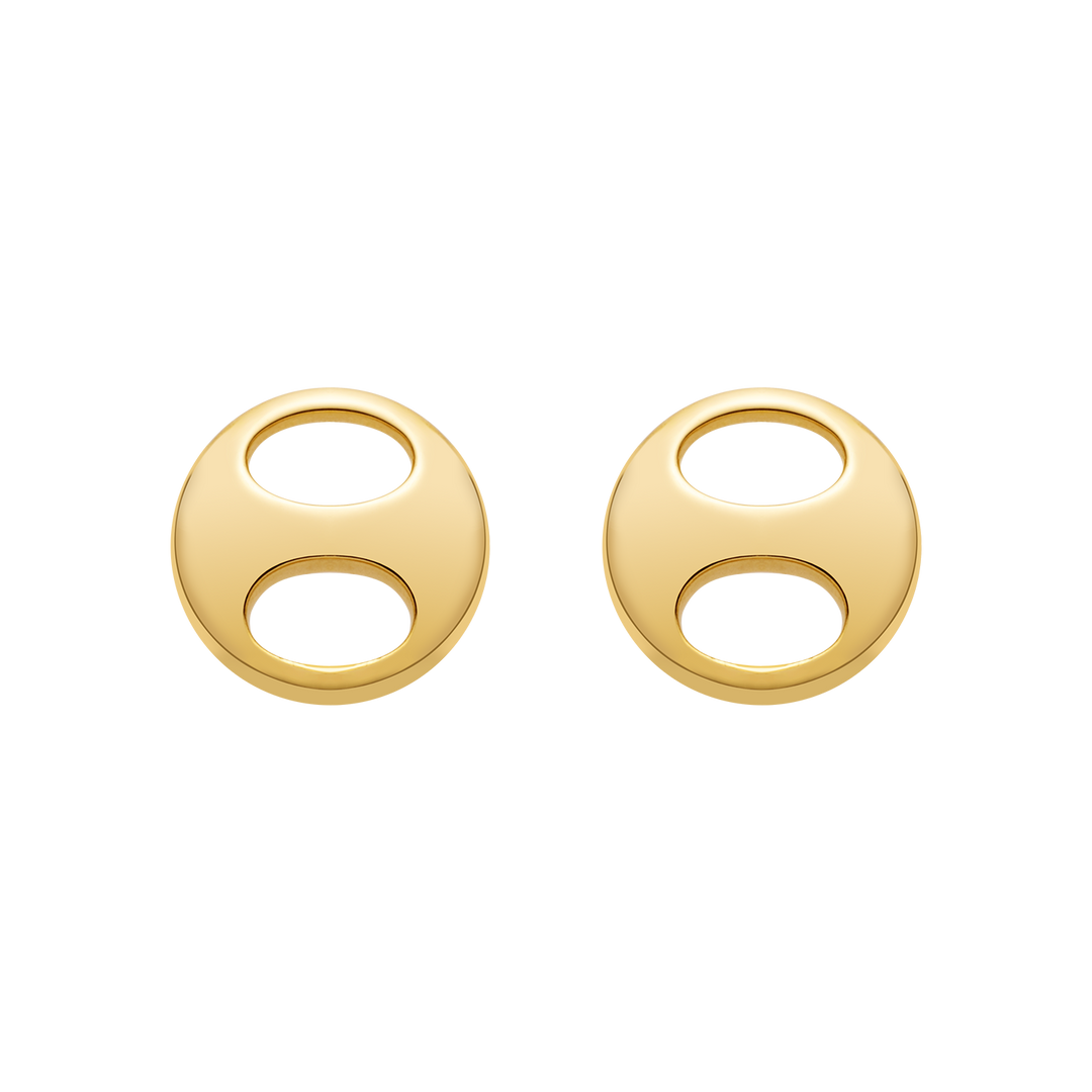 18K Gold Imprint H Polished Gold Stud Earrings