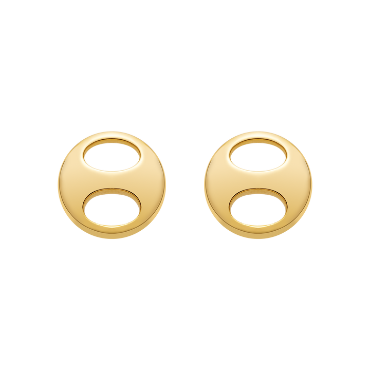 18K Gold Imprint H Polished Gold Stud Earrings