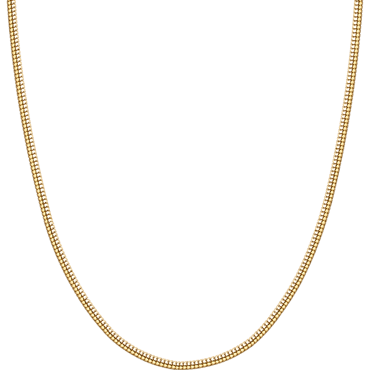 18K Gold Necklace Round Herringbone Chain