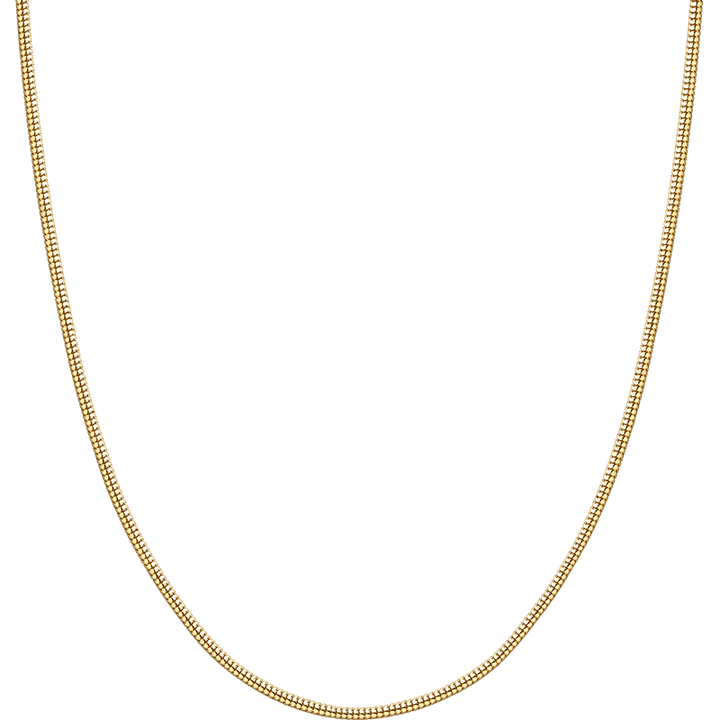 18K Gold Necklace Round Herringbone Chain