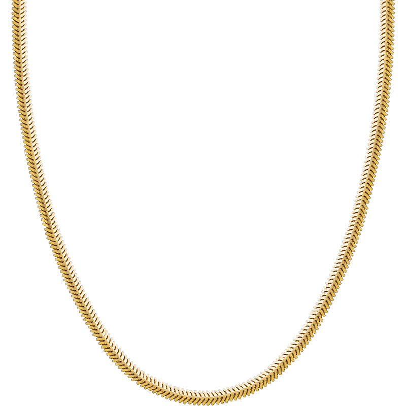 18K Gold Flat Herringbone Chain Necklace