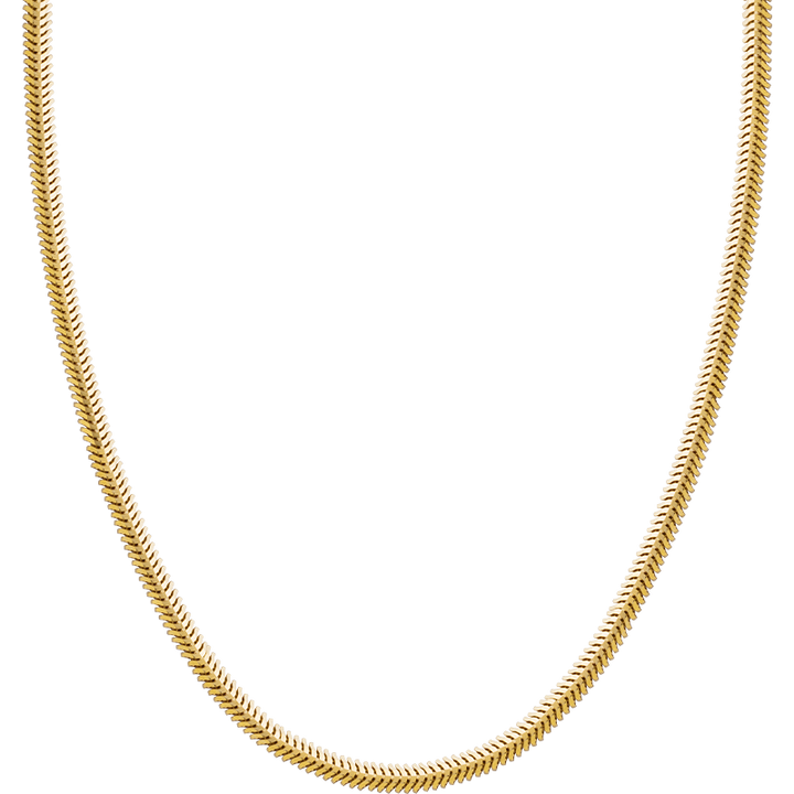 18K Gold Flat Herringbone Chain Necklace