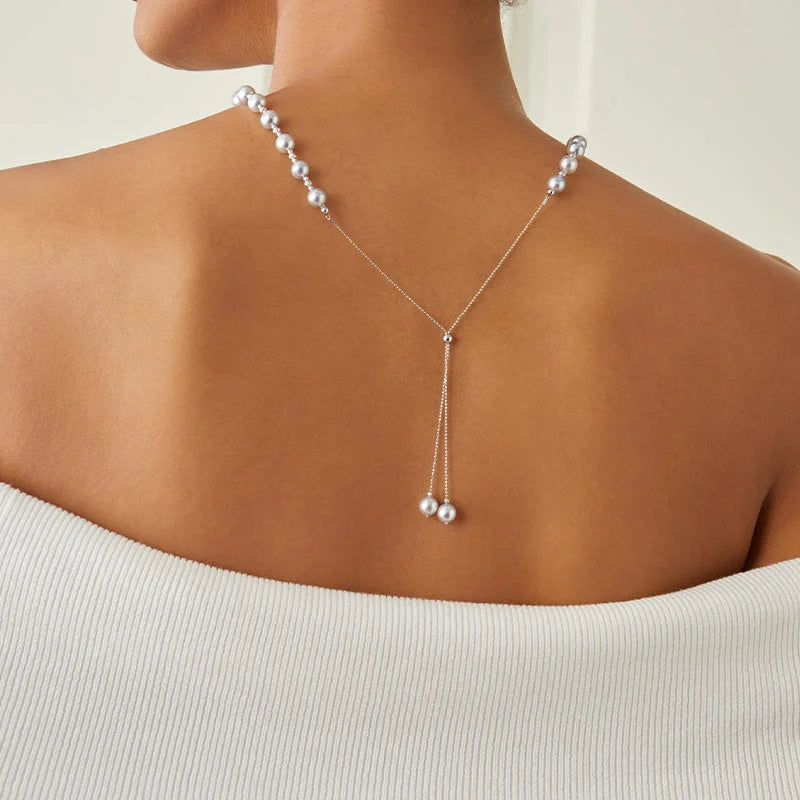 IMPERFECTION COLLECTION Akoya Baroque Pearl 18K White Gold Chain Elegant Necklace