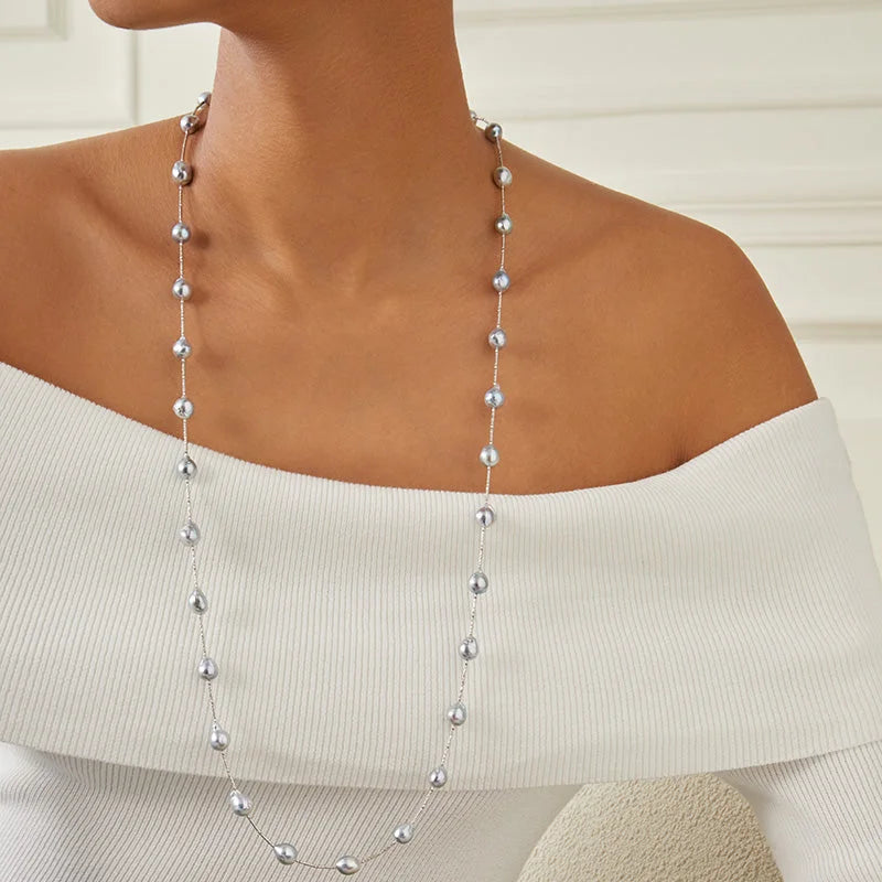 IMPERFECTION COLLECTION Akoya Baroque Pearl 18K White Gold Chain Necklace - HELAS Jewelry
