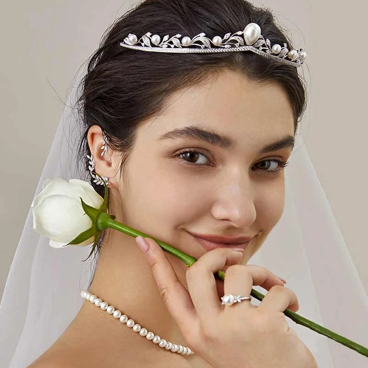 LOVE GROWS COLLECTION Rare Akoya and White South Sea Pearl 18K White Gold Diamond Crown LOVE GROWS COLLECTION Rare Akoya and White South Sea Pearl 18K White Gold Diamond Crown LOVE GROWS COLLECTION