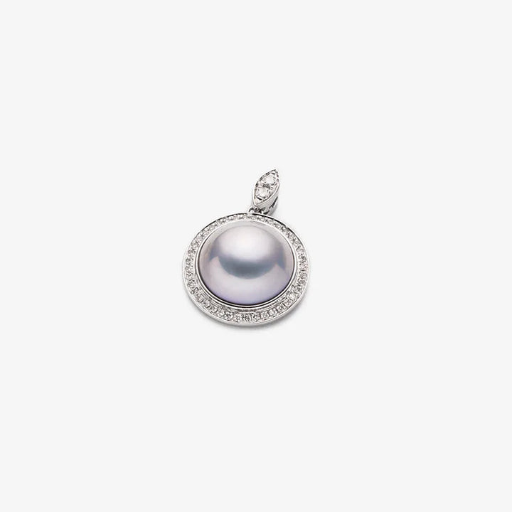 LOVE GROWS COLLECTION Silver Blue Mabe Pearl Diamond Necklace LOVE GROWS COLLECTION Silver Blue Mabe Pearl Diamond Necklace LOVE GROWS COLLECTION