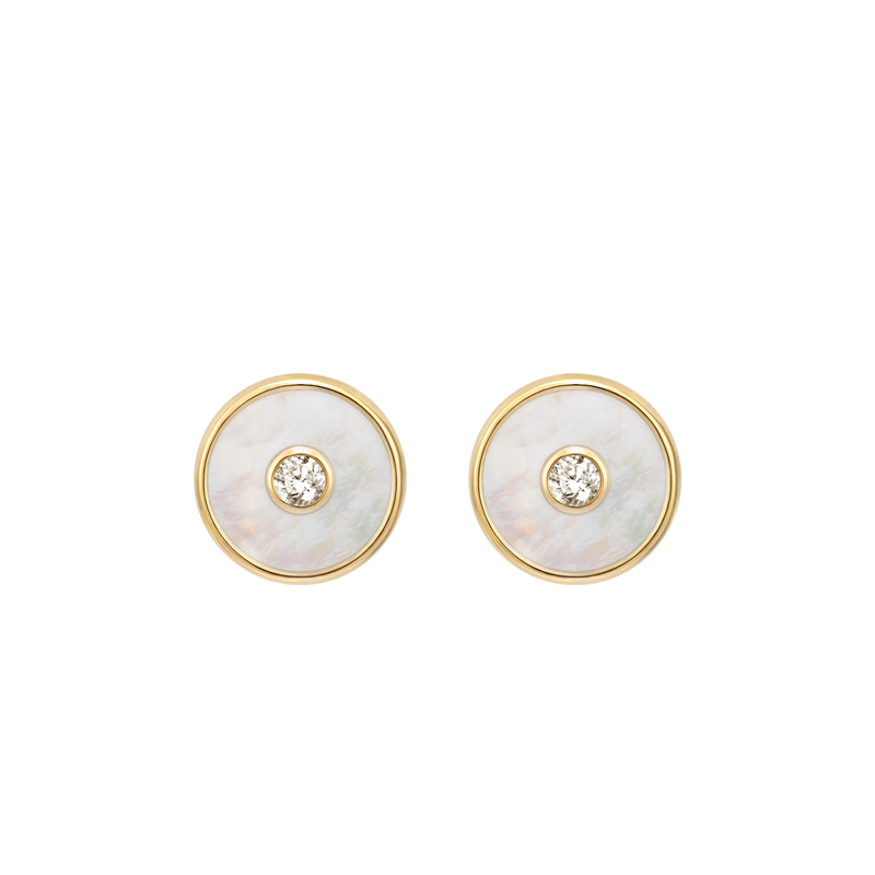 Mother-of-Pearl 18K Gold Diamond Earrings