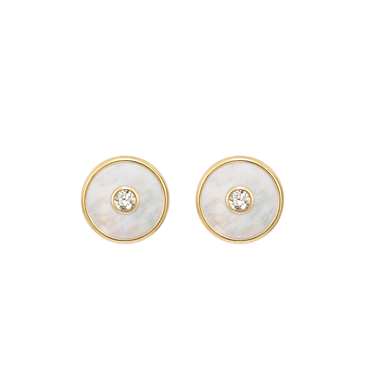 Mother-of-Pearl 18K Gold Diamond Earrings