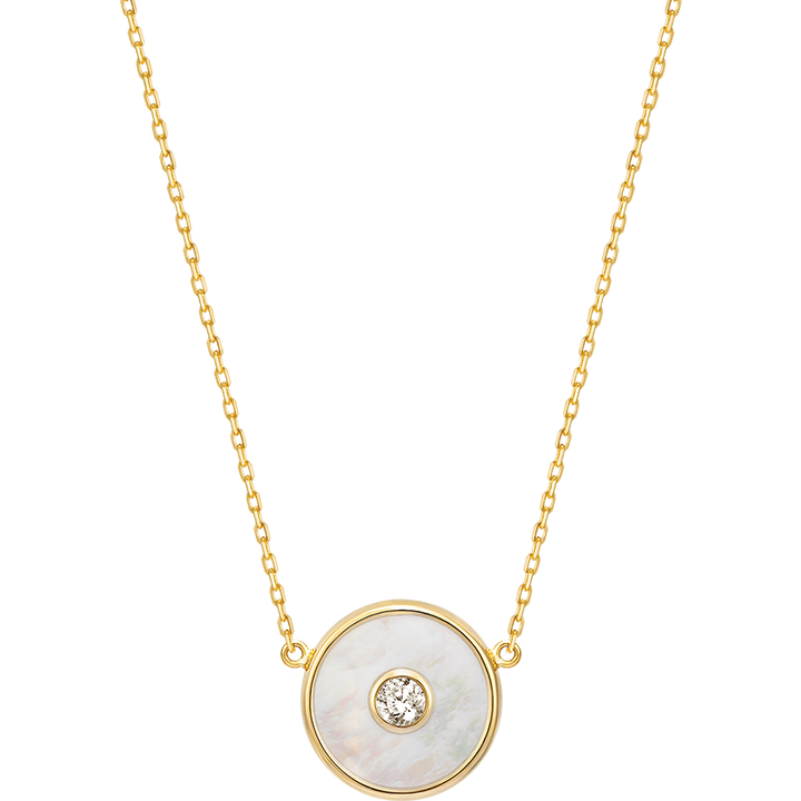 Mother-of-Pearl 18K Gold Diamond Necklace