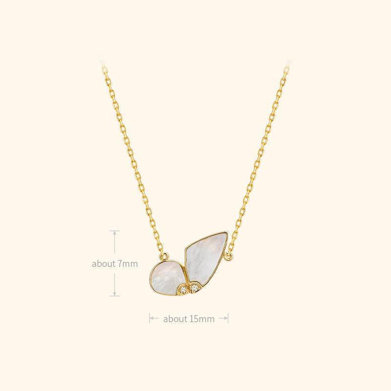 Mother Of Pearl 18K Gold Butterfly Diamonds Necklace