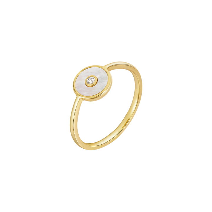 Mother-of-Pearl 18K Gold Diamond Ring