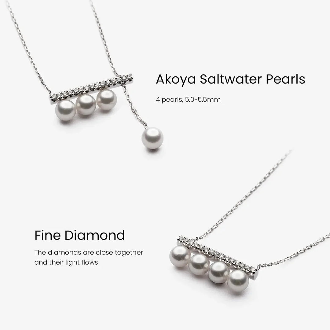 MELODY COLLECTION Akoya Saltwater Pearl 18K White Gold Balance Beam Diamond Necklace MELODY COLLECTION Akoya Saltwater Pearl 18K White Gold Balance Beam Diamond Necklace MELODY COLLECTION