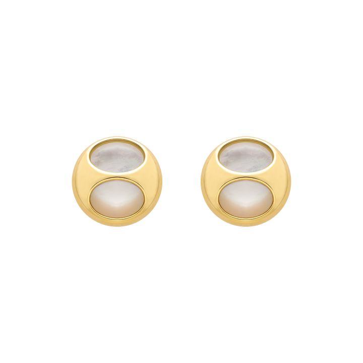 18K Gold Mother-of-Pearl Imprint H Gold Surround Studs