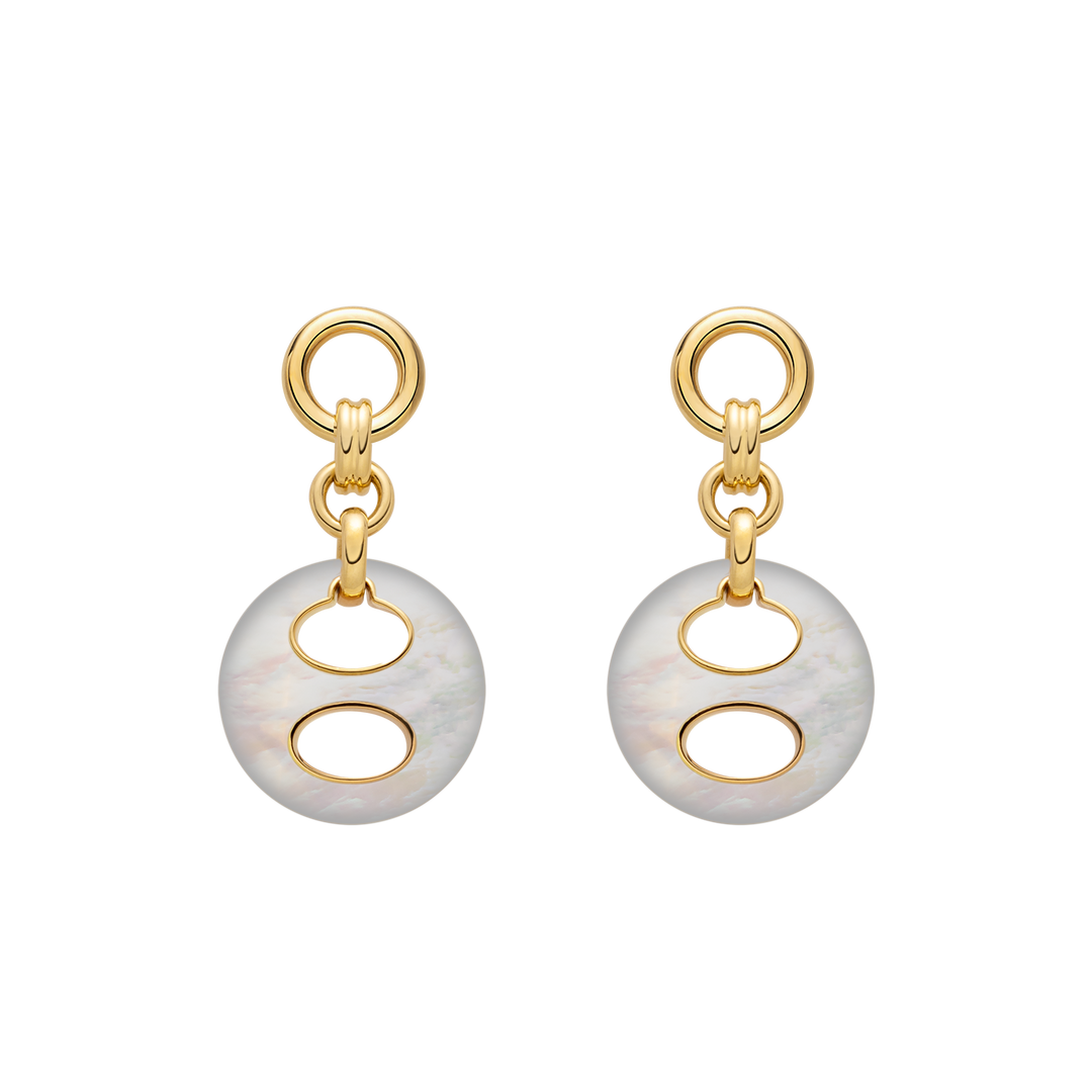 18K Gold Mother-of-Pearl Imprint H Hoop Earrings