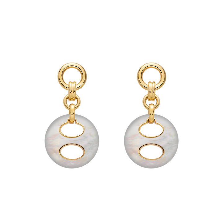 18K Gold Mother-of-Pearl Imprint H Hoop Earrings