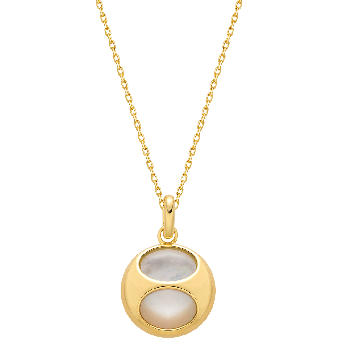 18K Gold Mother-of-Pearl Imprint H Gold Surround Necklace