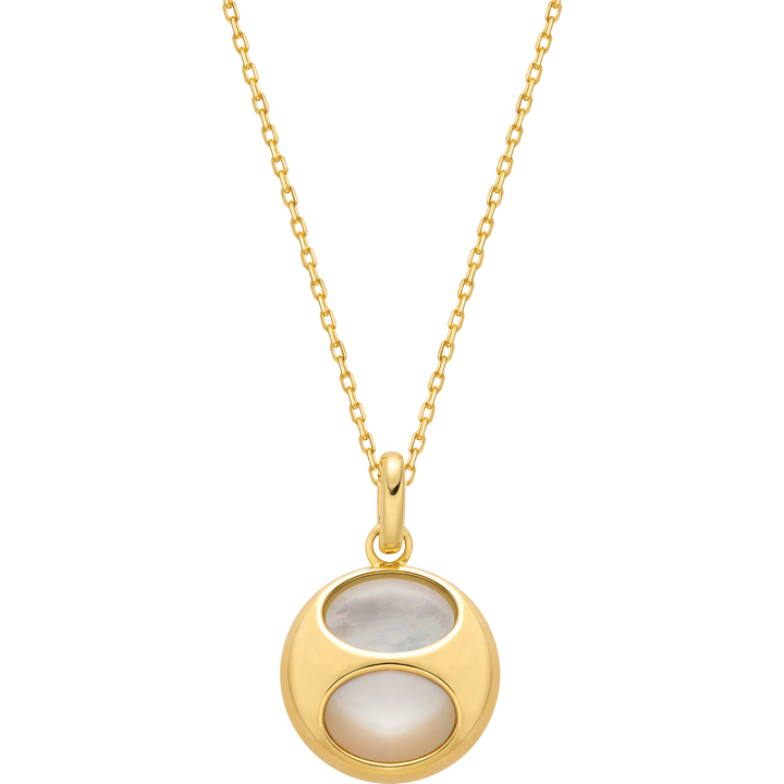 18K Gold Mother-of-Pearl Imprint H Gold Surround Necklace