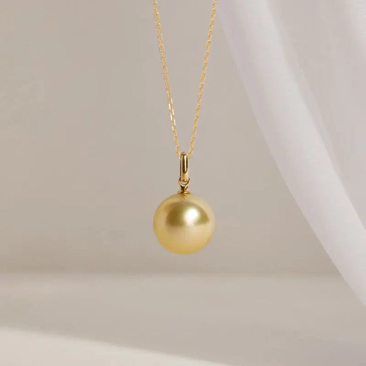 MOMENT COLLECTION South Sea Golden Pearl 18K Gold Elegant Design Necklace - HELAS Jewelry