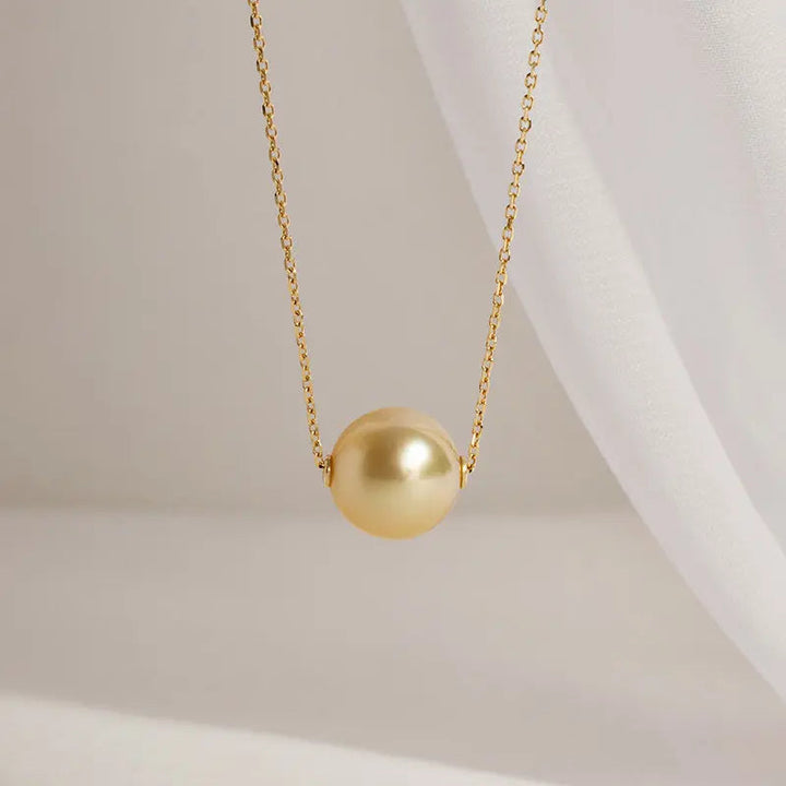 MOMENT COLLECTION South Sea Golden Pearl 18K Gold Simple Style Design Classic Necklace - HELAS Jewelry