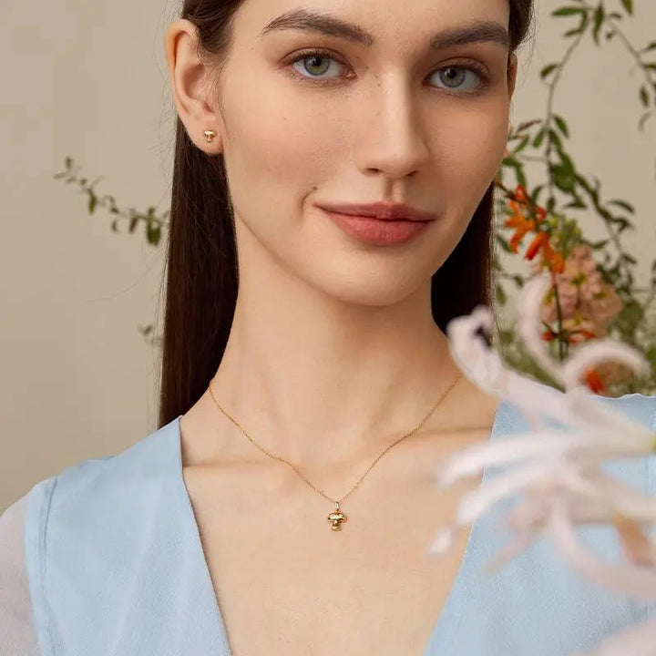 MONET GARDEN COLLECTION 18K Gold Mushroom Diamond Necklace - HELAS Jewelry