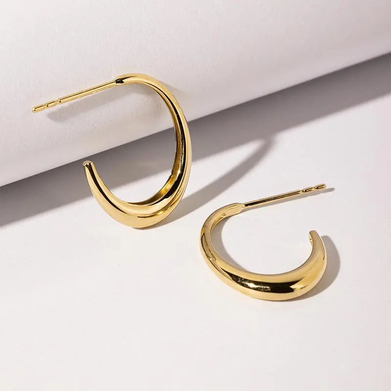 MOON OUTLINE COLLECTION 18K Gold Elegant Subtle Design Earrings - HELAS Jewelry