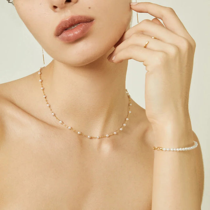 NAPLES COLLECTION Akoya Pearl 18K Yellow Gold Pattern Chain Necklace NAPLES COLLECTION Akoya Pearl 18K Yellow Gold Pattern Chain Necklace NAPLES COLLECTION