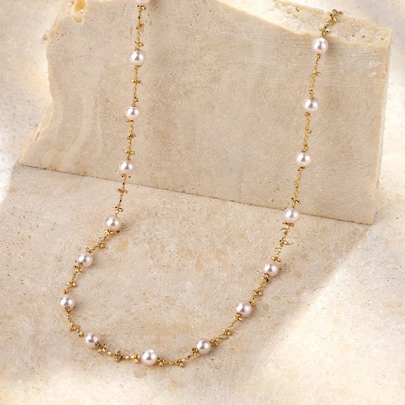 NAPLES COLLECTION Akoya Pearl 18K Yellow Gold Pattern Chain Necklace NAPLES COLLECTION Akoya Pearl 18K Yellow Gold Pattern Chain Necklace NAPLES COLLECTION